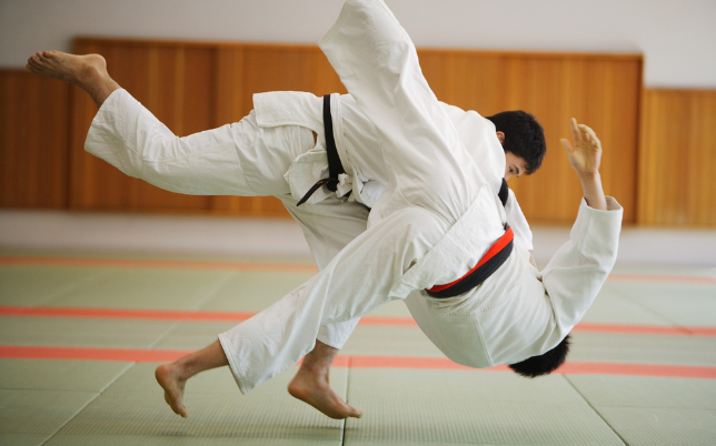 Prise de karaté entre 2 judoka lors d'un cours au dojo de l'ESB